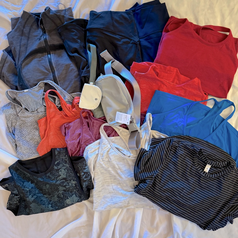 Lululemon Lot variety sizes/items- tank tops, define jacket, pants, purses (13)